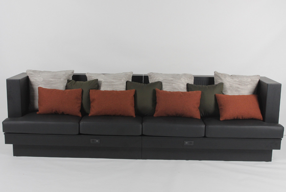 Un bon prix. Longue conception de luxe d'hôtel de Sheraton de sofa de banquette en bois de chêne noir avec des oreillers en ligne