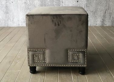 Un bon prix. Cube en banc d'Ottoman de chambre à coucher de tissu de velours pour le lit d'extrémité, Grey Color en ligne
