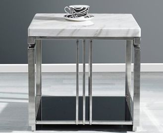 Un bon prix. Cadre blanc en métal de table basse de salon de dessus de quartz avec inoxydable poli en ligne