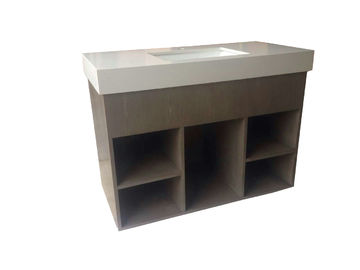 Un bon prix. Vanité en bois solides de salle de bains de cube ouvert fait sur commande sans quartz blanc de dessus en ligne