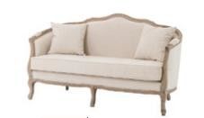 Un bon prix. Divans français beiges de salon de style campagnard, sofa antique solide de tissu en bois de chêne en ligne