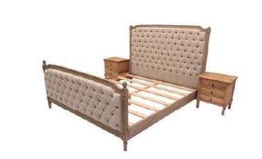 Un bon prix. Le bois de chêne a tapissé des chambres à coucher, le Roi de toile Size Upholstered Bed de tissu en ligne