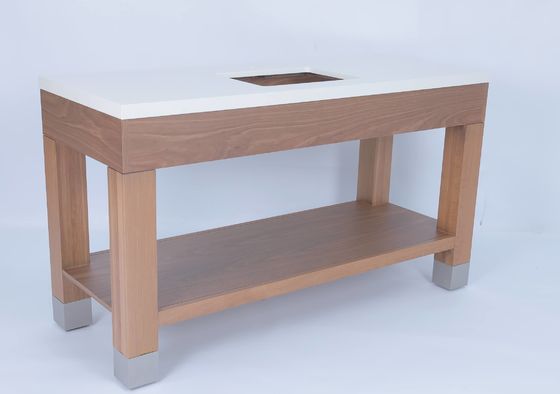Un bon prix. Hôtels commerciaux Vanité de salle de bains teintée en placage de chêne avec console en bois en ligne