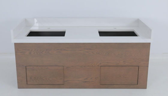 Un bon prix. Hôtels commerciaux Vanité de salle de bains teintée en placage de chêne avec console en bois en ligne