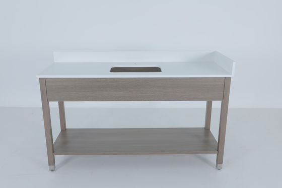 Un bon prix. Ferrule métallique Blanc de pierre haut et Backsplash Vanité Avec étagère en bois en ligne
