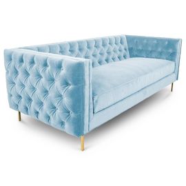 Un bon prix. Sofas de tissu de Blue Velvet et chaises, tissu contemporain Sofa Golden Metal Base en ligne
