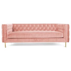 Un bon prix. Location rose de meubles d'événement de tissu de velours de meubles à la maison avec la base en bois solide Sofa Sets de jambe d'or en métal 4 en ligne