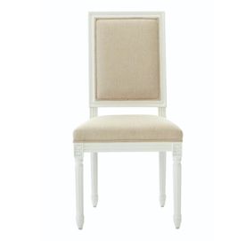 Un bon prix. Chaise dinante en bois de chêne en bois de tissu de toile naturel blanc de cadre en ligne
