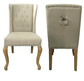 Un bon prix. Cadre naturel en bois de chêne avec l'anneau en métal à la chaise dinante en bois de tissu de toile arrière en ligne