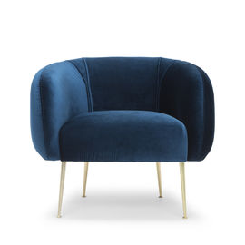 Un bon prix. Fauteuil bleu de velours de meubles d'acier inoxydable de jambe classique européenne en métal en ligne