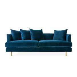 Un bon prix. Sofa bleu européen de velours de conception moderne de style avec à base métallique d'acier inoxydable en ligne