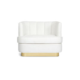 Un bon prix. Base d'or de velours de tissu de style chinois d'accent de loisirs de maison de salon de club de fauteuil de fauteuil simple blanc de salon en ligne