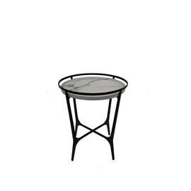 Un bon prix. fer avec la poudre enduisant la table basse supérieure de marbre blanche et noire pour le salon, petite table de thé, table latérale en ligne