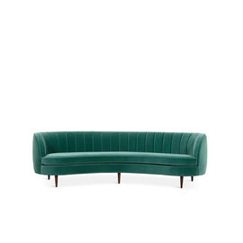 Un bon prix. Conception de Sofa Chair Curved Back Simple de tissu de velours de tapisserie d'ameublement moderne avec le sofa en bois solide noir de jambe en ligne