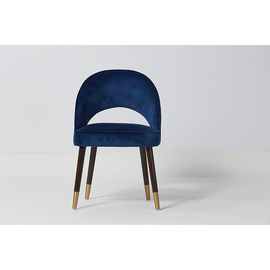 Un bon prix. Tissu de Concreted Blue Velvet de mode dinant des chaises avec des pieds en bois solide et en métal en ligne