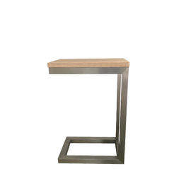Un bon prix. Table basse latérale balayée de petit placage en bois de cadre en bois de jambe de nickel pour le salon en ligne