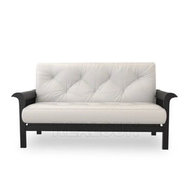 Un bon prix. Tissu en aluminium Sofa Upholstery With White Velvet deux Seater de cadre noir en métal en ligne