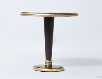 Un bon prix. Table de salle à manger en bois de rond de placage de noix avec la base de feuille de bord en bois solide et d'or en ligne