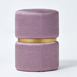 Un bon prix. Banc pourpre d'Ottoman de chambre à coucher de tissu tapissé par rond avec l'insertion en métal d'or en ligne