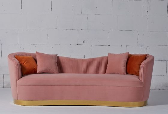 Un bon prix. Base rose de Sofa With Gold Stainless Steel de salon de tissu de velours en ligne
