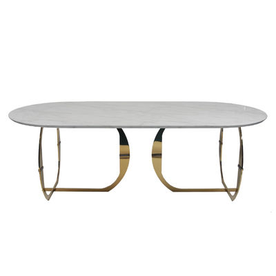 Un bon prix. Table de salle à manger 160KG supérieure de marbre blanche moderne d'acier inoxydable en ligne