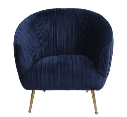 Un bon prix. Fauteuil bleu moderne de tissu de velours de 88CM avec des jambes d'acier inoxydable en ligne