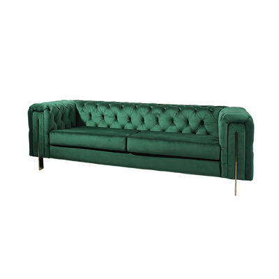 Un bon prix. Bouton à haute densité Sofa With Metal Base de velours de Seater du salon 3 de mousse en ligne