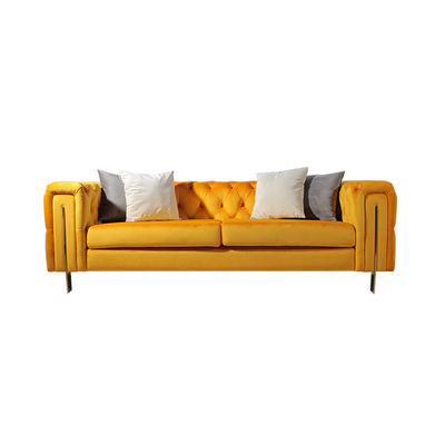 Un bon prix. Longueur moderne du sofa 228CM de salon d'acier inoxydable de tissu de velours de style en ligne