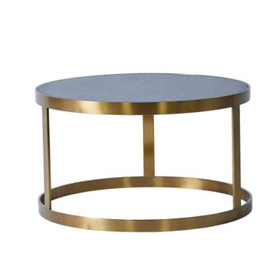 Un bon prix. Table basse en bois ronde moderne 90x52cm de cadre en métal d'acier inoxydable de dessus en ligne