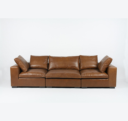 Un bon prix. La vache garnissent en cuir 3 Seater Sofa Set For Living Room en cuir moderne en ligne