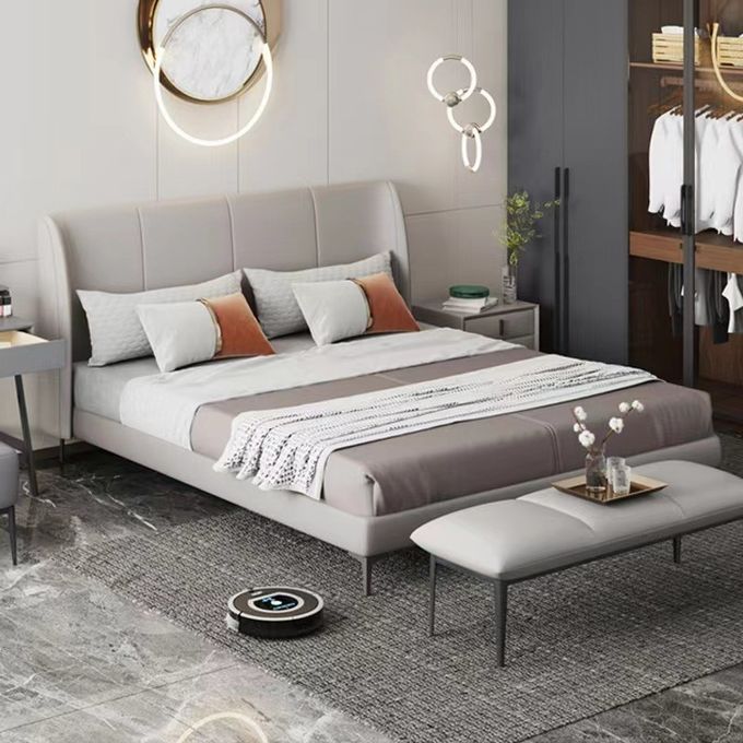 Meubles de chambre à coucher d'hôtel de luxe de lit jumeau avec le lit en cuir en bois solide 1