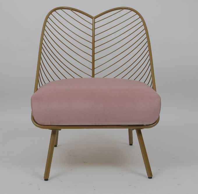 Conception commerciale de modèle de feuille de salon en métal de mode de chaise d'or de loisirs 4
