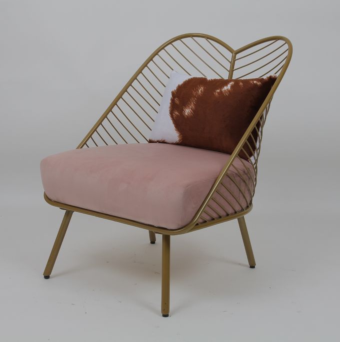 Conception commerciale de modèle de feuille de salon en métal de mode de chaise d'or de loisirs 3