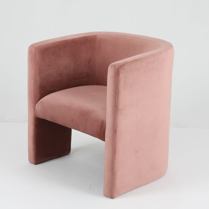 Conception moderne tapissée par chaise rose de luxe de salon de loisirs de velours 1