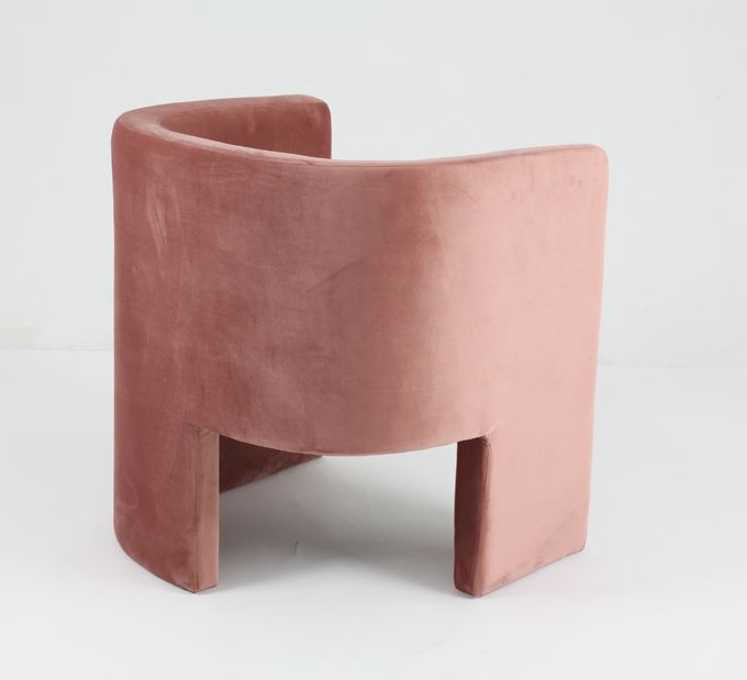 Conception moderne tapissée par chaise rose de luxe de salon de loisirs de velours 0