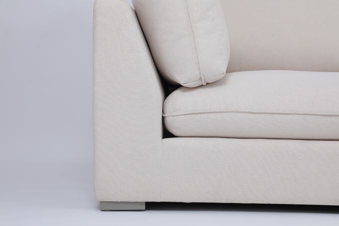 Base en bois solide de Seater Sofa Soft White Down Filling du nuage 1 0