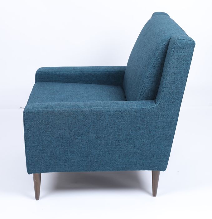 Fauteuil simple Sofa Wood Frame Modern Comfortable de tissu bleu de salon 0
