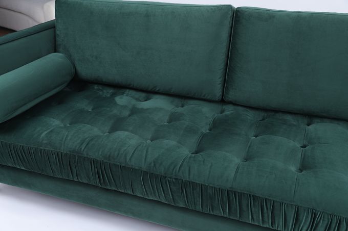 Modulaires ornés boutonnent le bureau Sofa Living Room 3 Seater Sectionals de velours 0