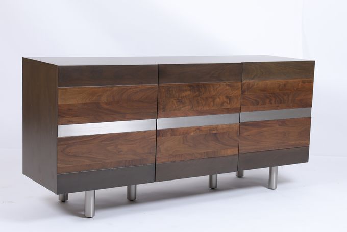 Cabinet fait sur commande de buffet de salon avec l'acier inoxydable de 3 portes à base métallique 0
