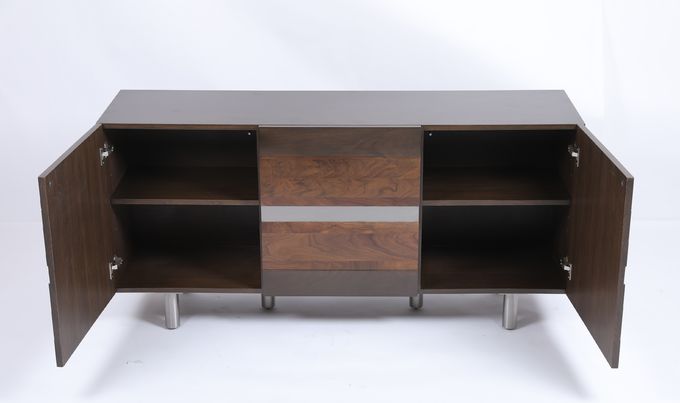 Cabinet fait sur commande de buffet de salon avec l'acier inoxydable de 3 portes à base métallique 1