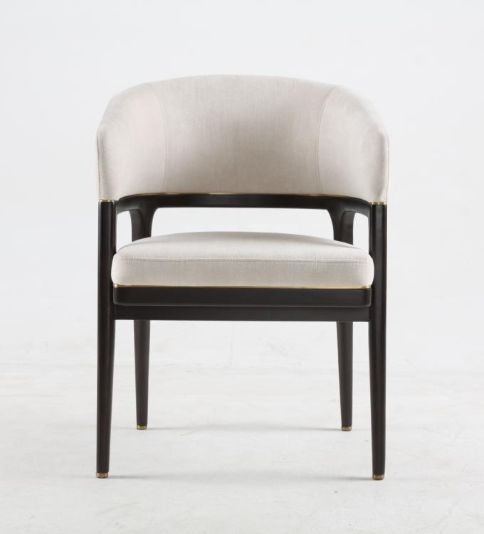 Chaise de salle à manger de loisirs de qualité commerciale de salon de tissu de luxe blanc en bois de hêtre massif 2