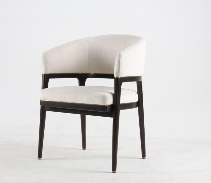 Chaise de salle à manger de loisirs de qualité commerciale de salon de tissu de luxe blanc en bois de hêtre massif 1
