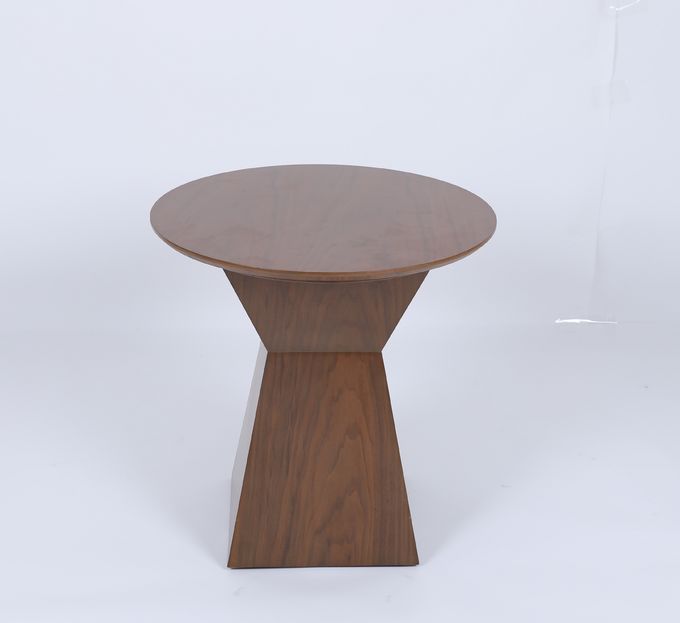 Table ronde faite sur commande moderne de luxe en bois solide avec la base carrée sanglée de centre 1