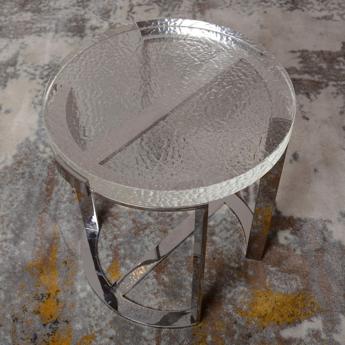 Les meubles de tables basses de salon de centre en métal placent le verre de luxe moderne 1