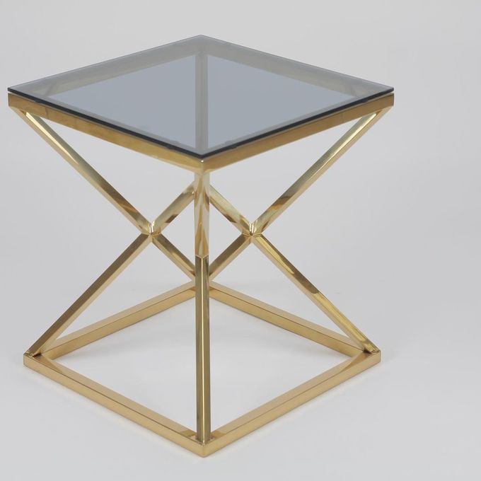 Le Tableau de côté d'hôtel avec les solides solubles polis d'or finissent et le dessus de verre trempé 1