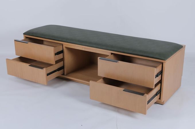 Banquette de bagages en bois pour hôtels commerciaux de luxe avec tiroirs 1