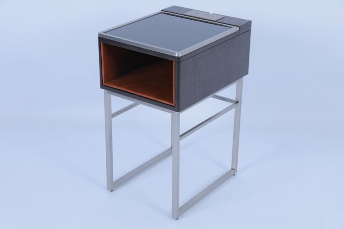 Tables de chevet d'hôtel moderne en bois massif en acier inoxydable 1