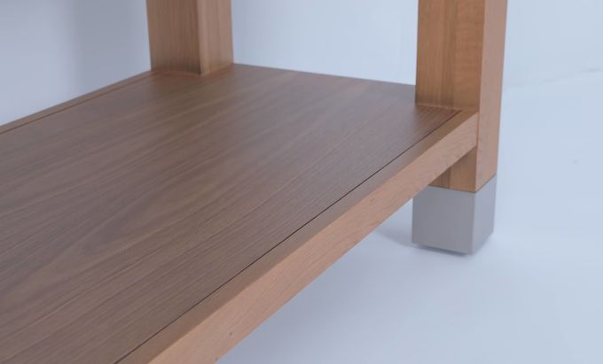 Hôtels commerciaux Vanité de salle de bains teintée en placage de chêne avec console en bois 1