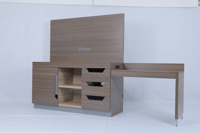 Salle de couchage moderne personnalisée panneau de télévision linéaire expansive et armoire de bureau pour l'hôtel Hilton 5