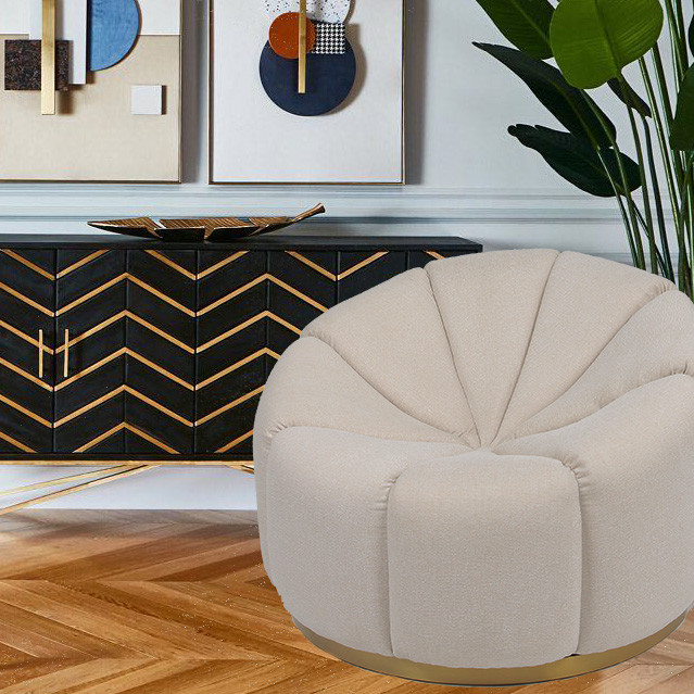 Loisirs simples Sofa With Metal Base de potiron de velours de meubles de salon 4